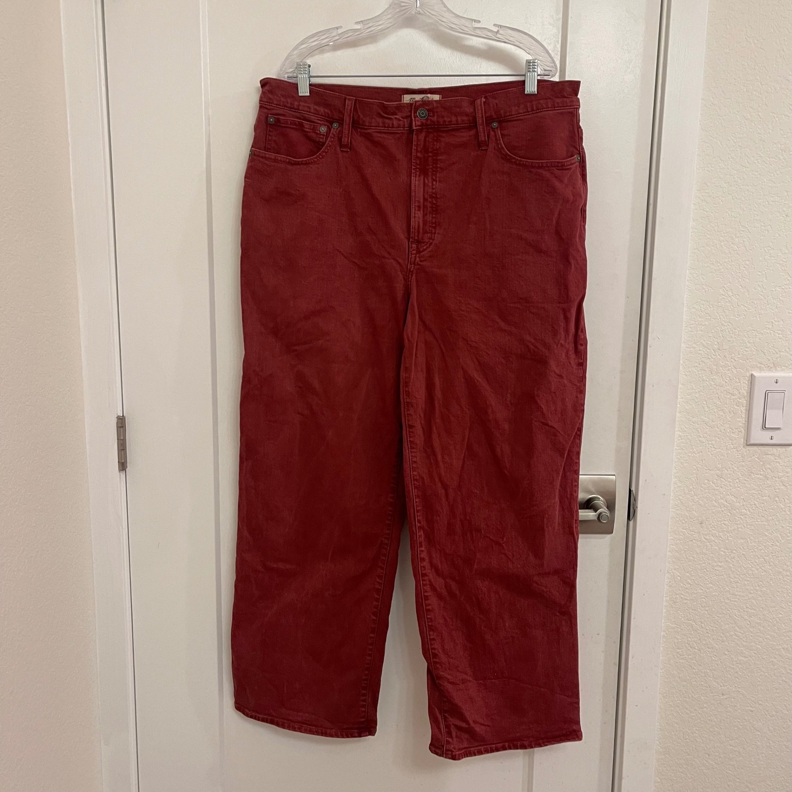 Madewell Red Wide Leg Pants Streetwear Retro 90s Style Cotton Womens